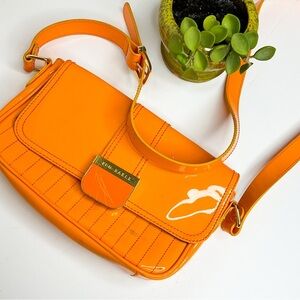 TED BAKER Orange Patent Leather Crossbody Bag – Glossy Statement Handbag